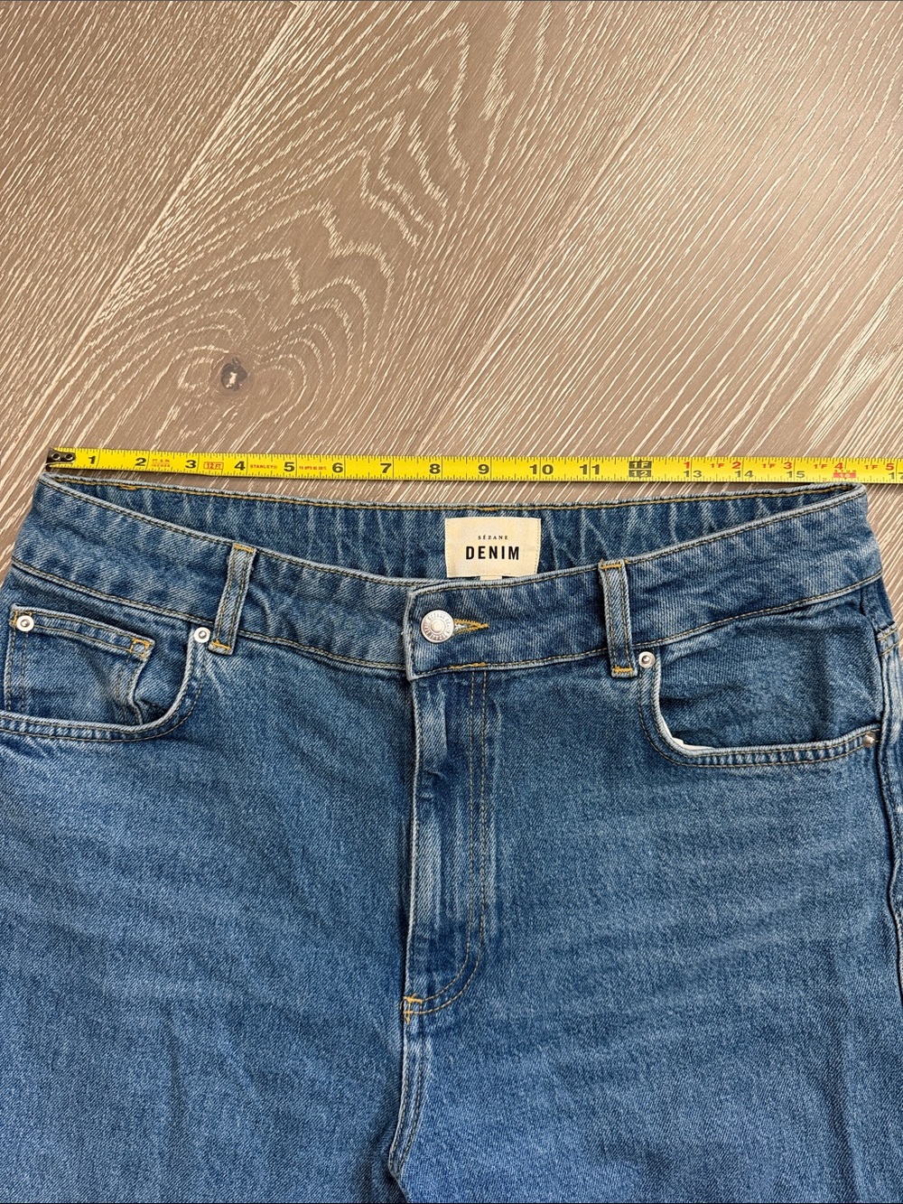 Sezane High-Rise Wide-Leg Jeans in Blue Denim - Picture 3 of 8